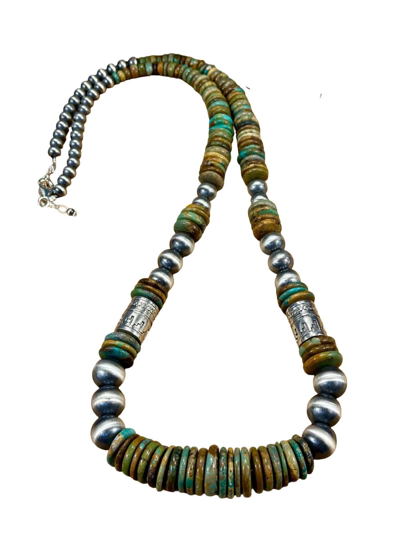 Kingman Multi Color Disc & Sterling Pearl Necklace