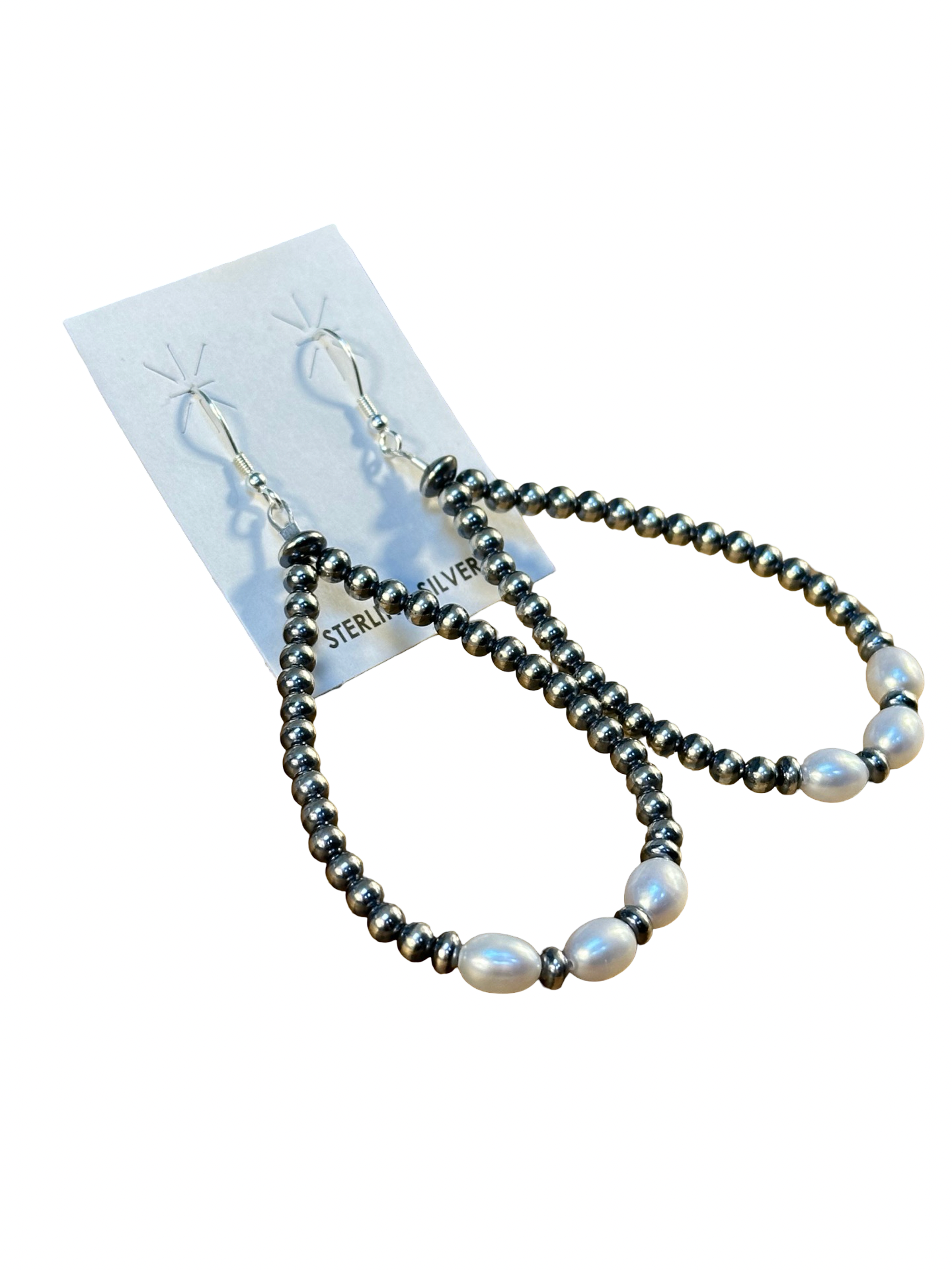 Freshwater & Sterling Pearl Teardrop 3-Pearl Earrings