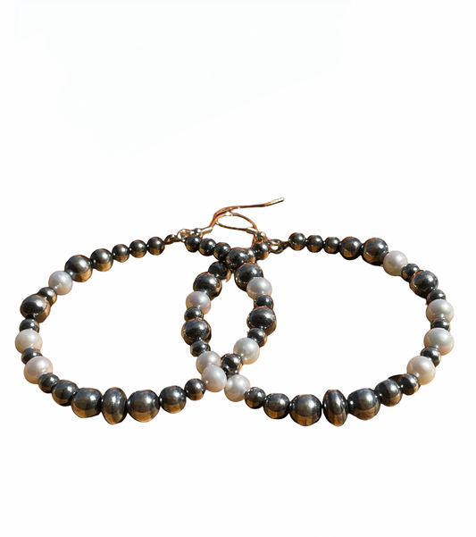 Sterling and Freshwater Pearl Hoop Earrings