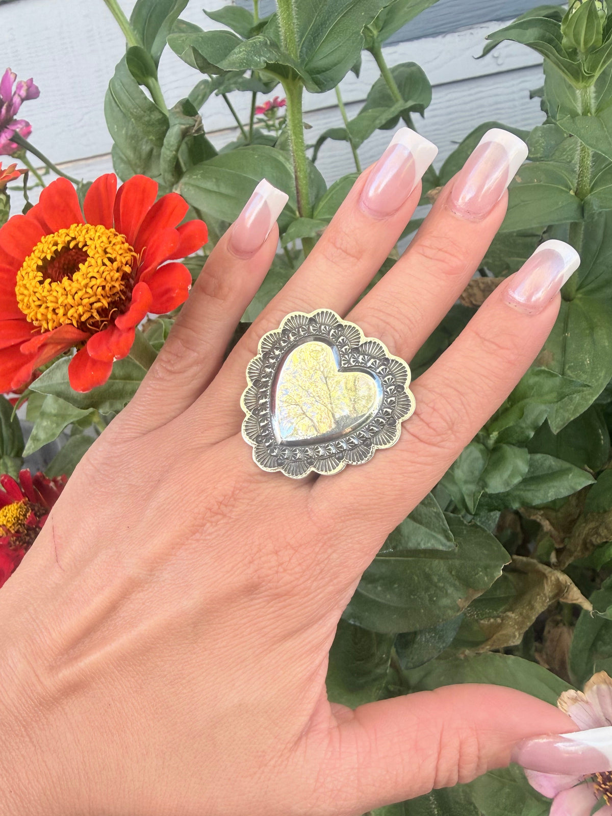Sunshine Reeves Sterling Silver Heart Stamped Ring