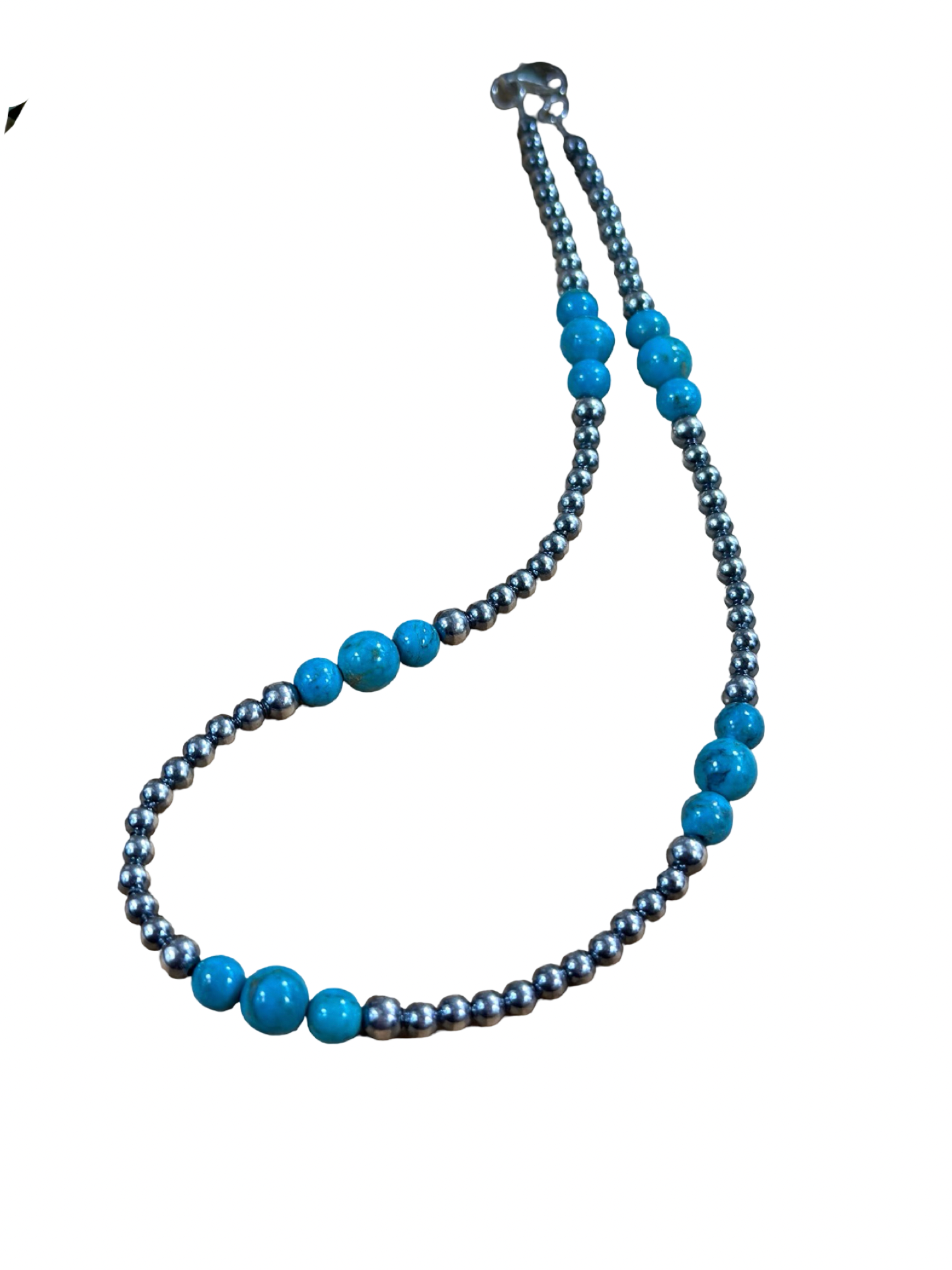 4-8mm Sterling Silver and Turquoise Necklace