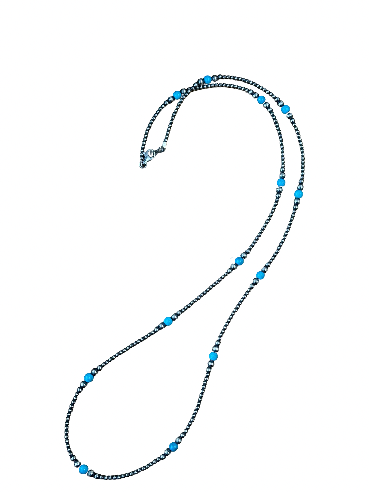 36" Sterling Pearl and Turquoise Necklace