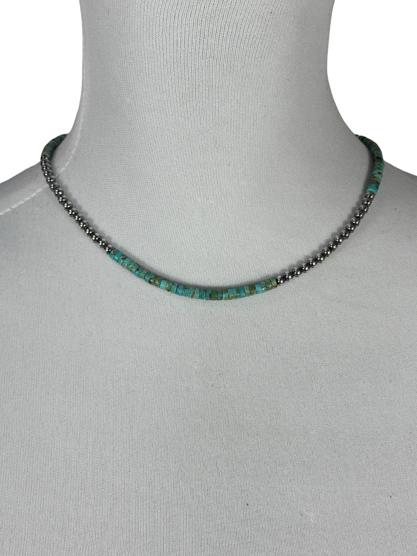 4mm Sterling Silver and Turquoise Necklace