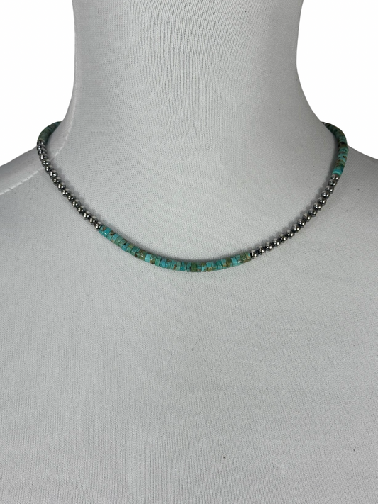 4mm Sterling Silver and Turquoise Necklace