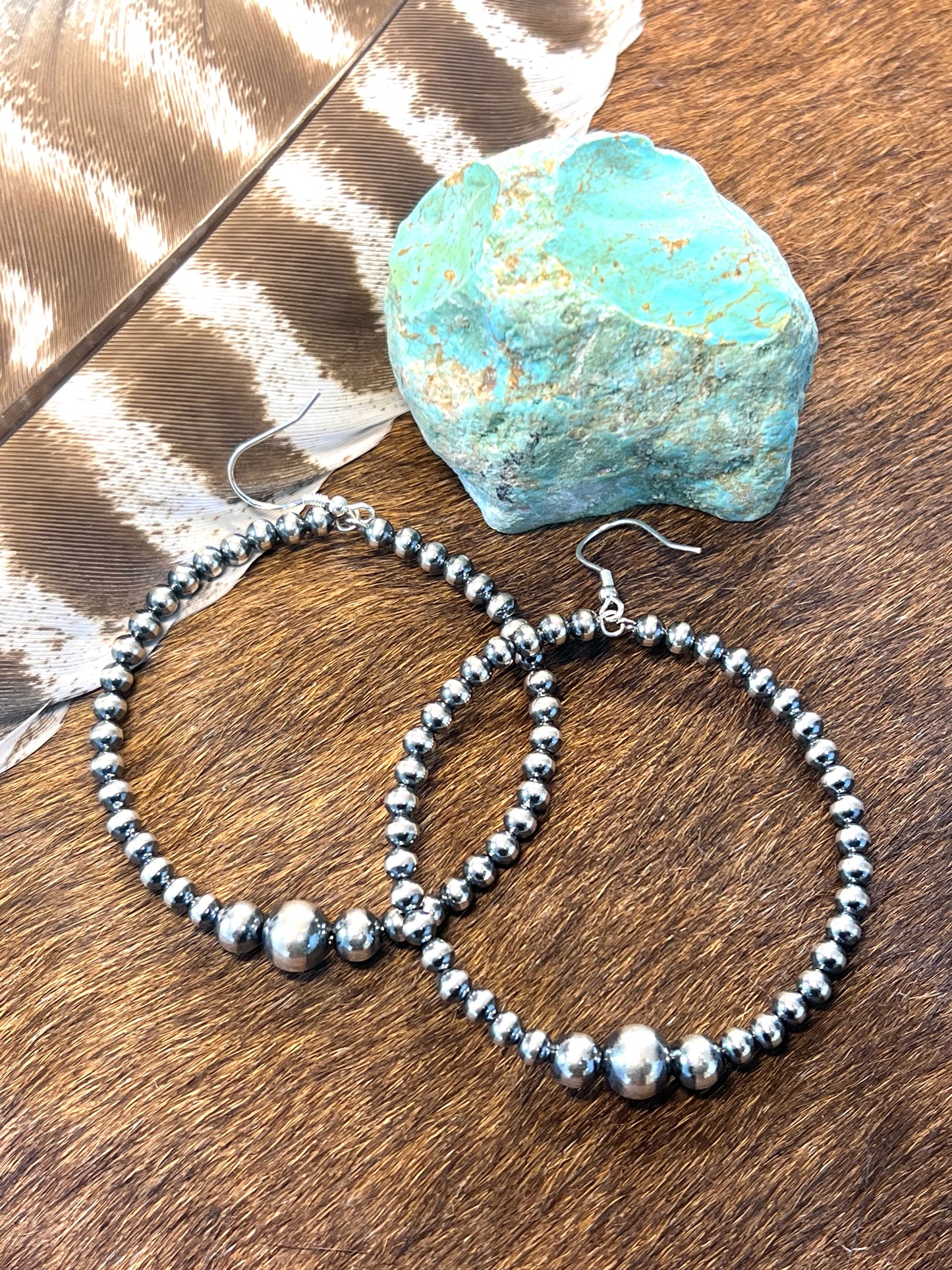 Silver Pearl Hoop Earrings