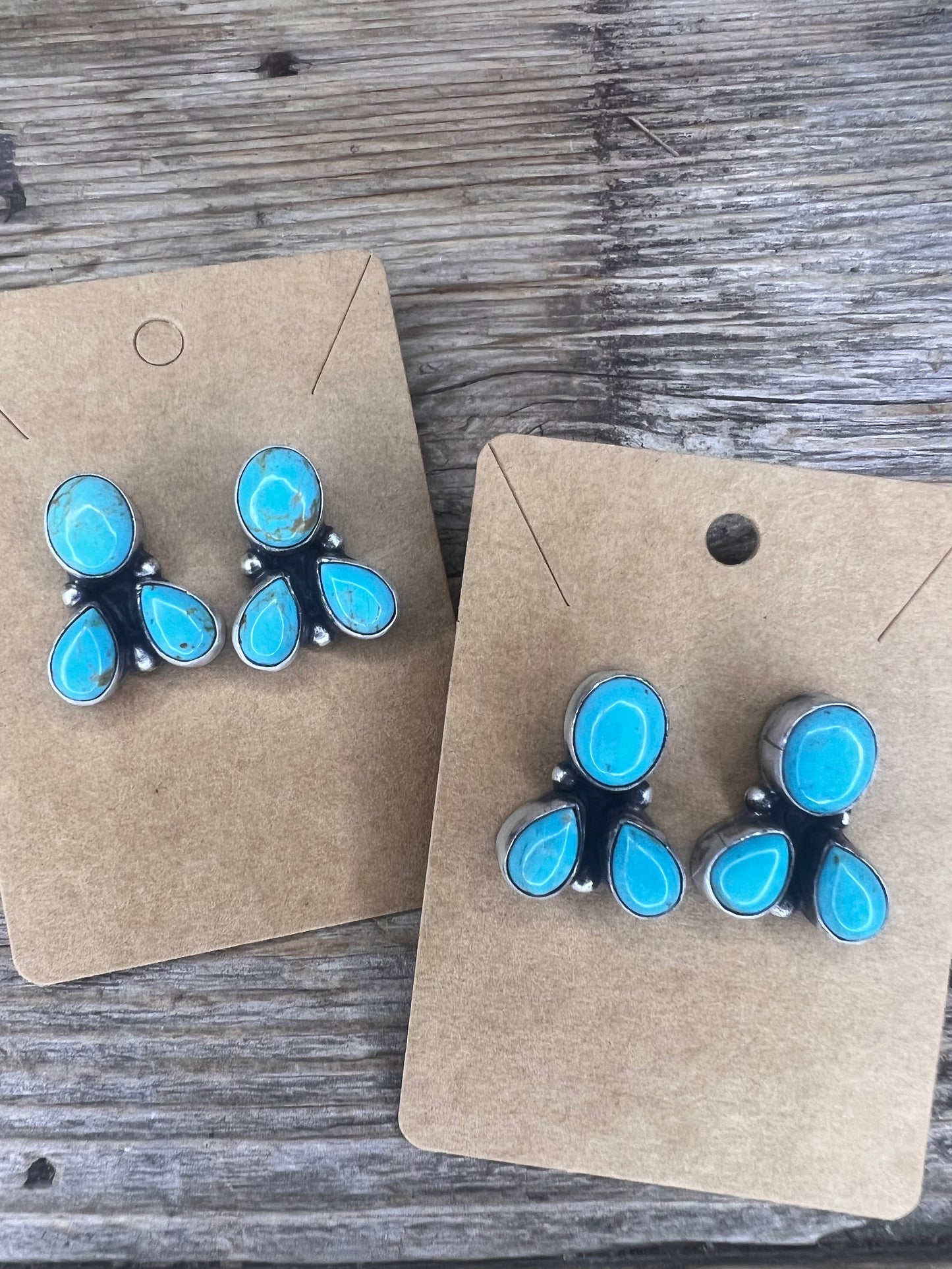 Tri-Stone Flower Cluster Earrings