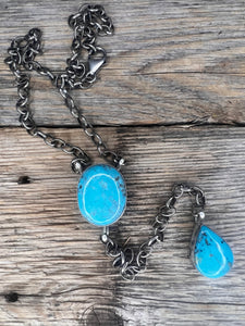 Blue Kingman Lariat Necklace