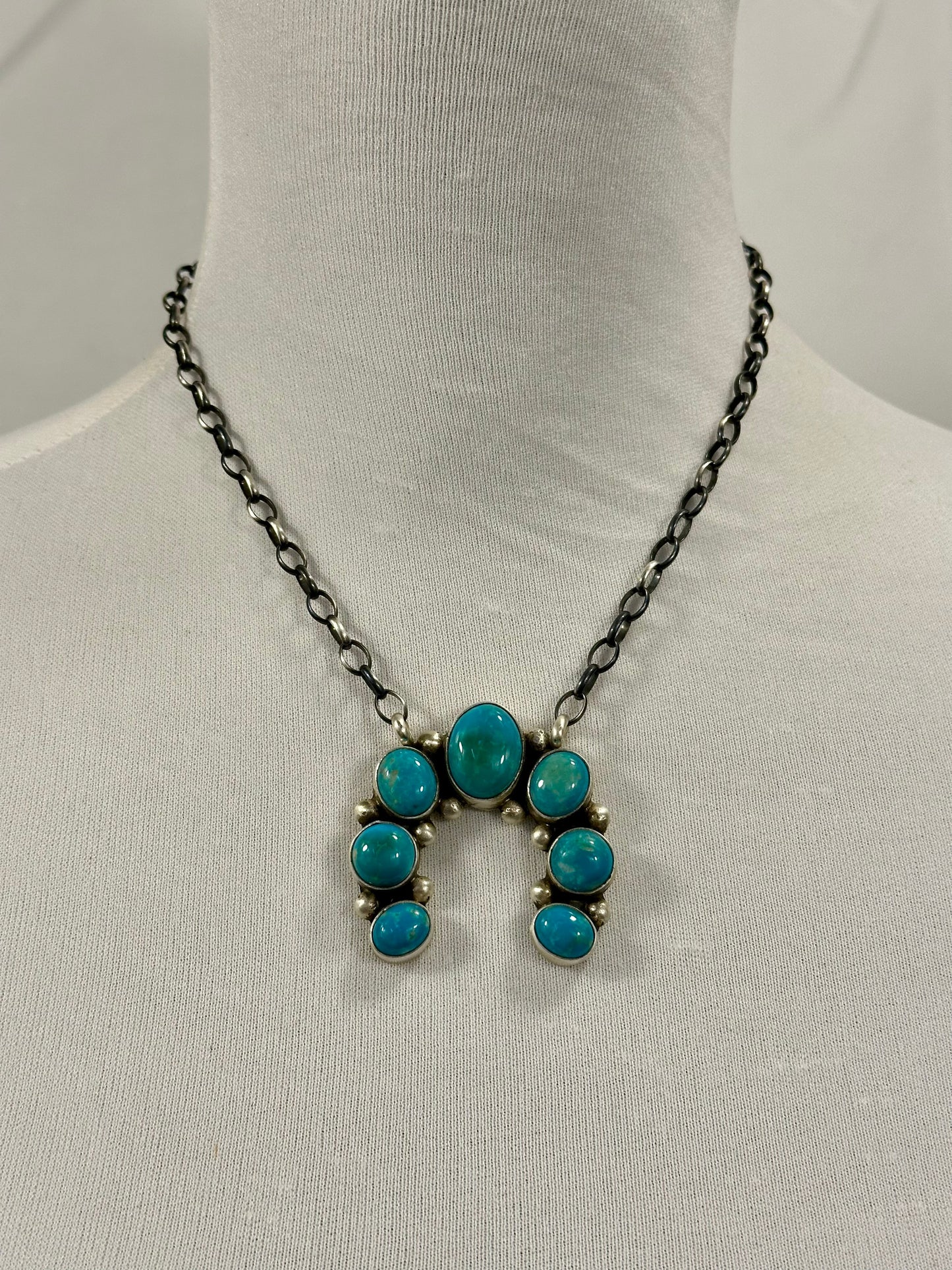 Kingman Turquoise Naja Cluster Pendant Necklace