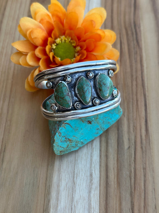 3 Stone Kingman Turquoise Cuff