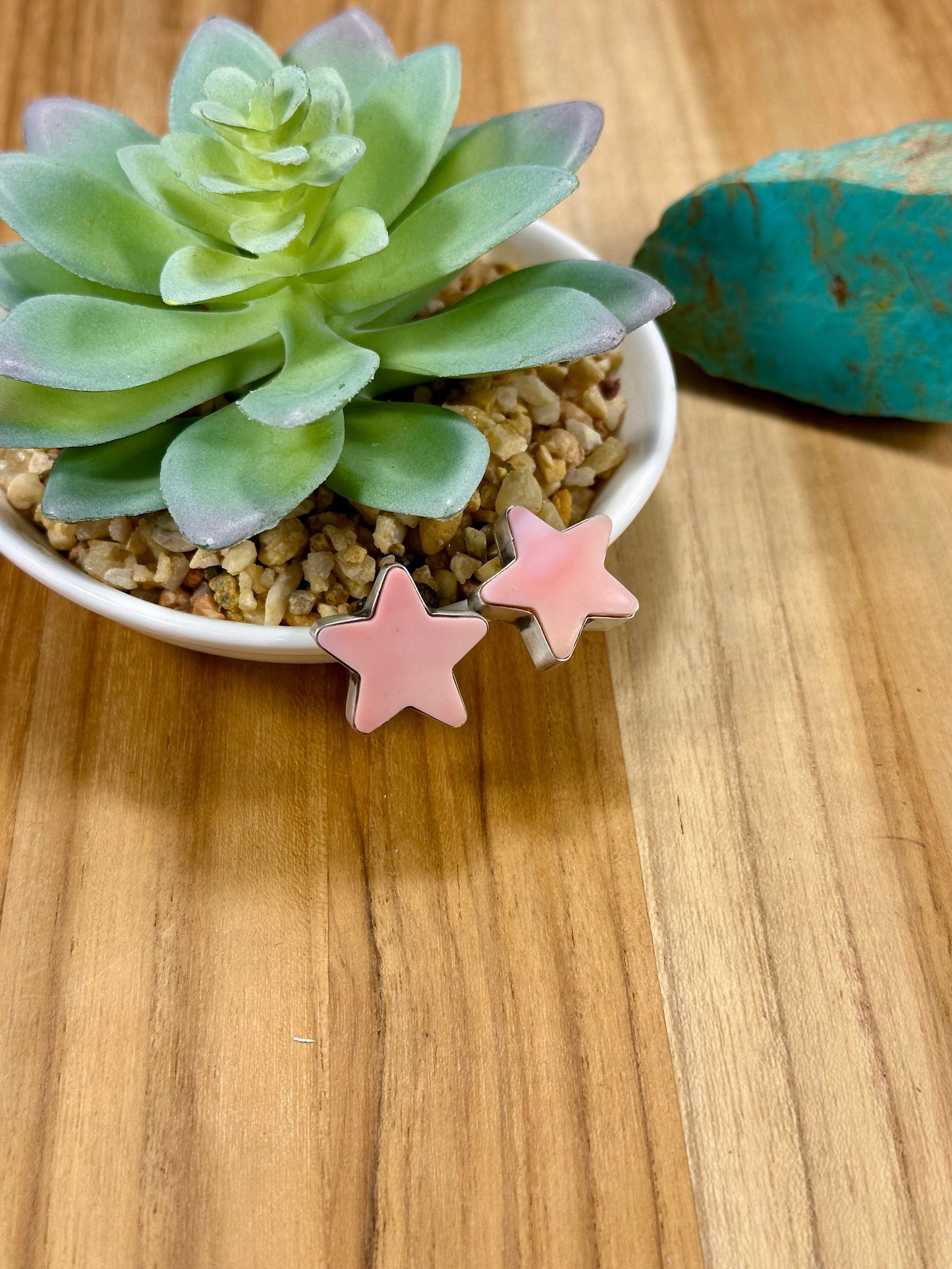 Pink Conch Star Sterling Silver Stud Earrings