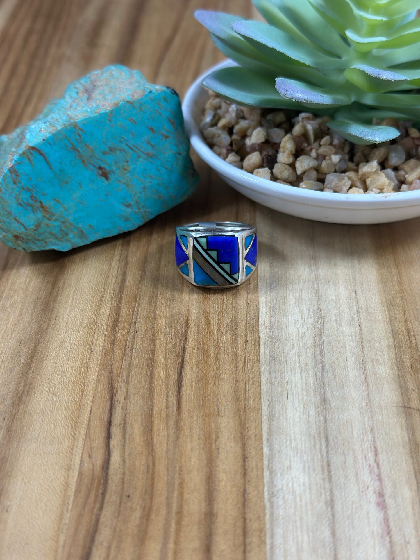 Multi Color Stone Inlay Men’s Ring