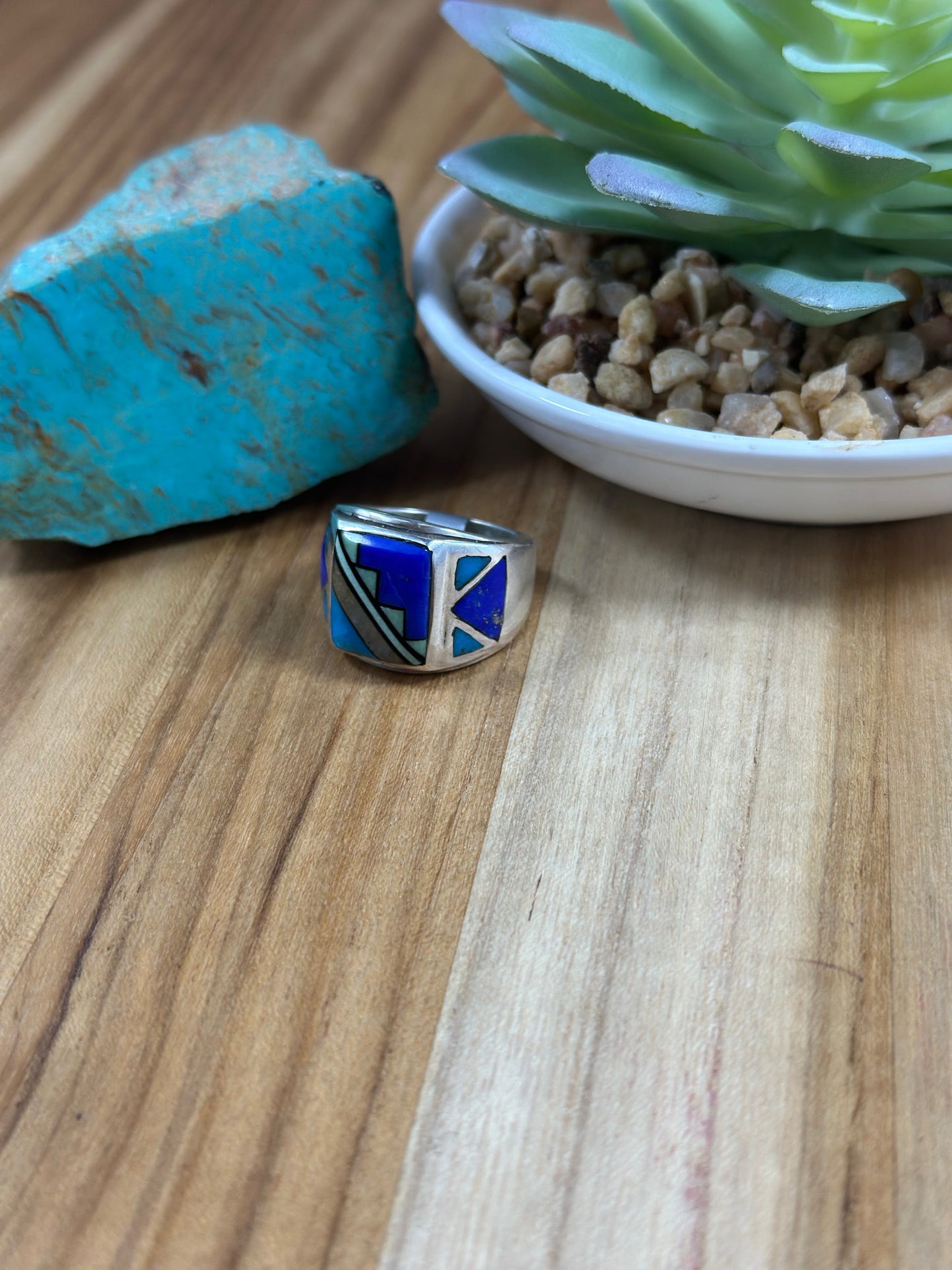 Multi Color Stone Inlay Men’s Ring