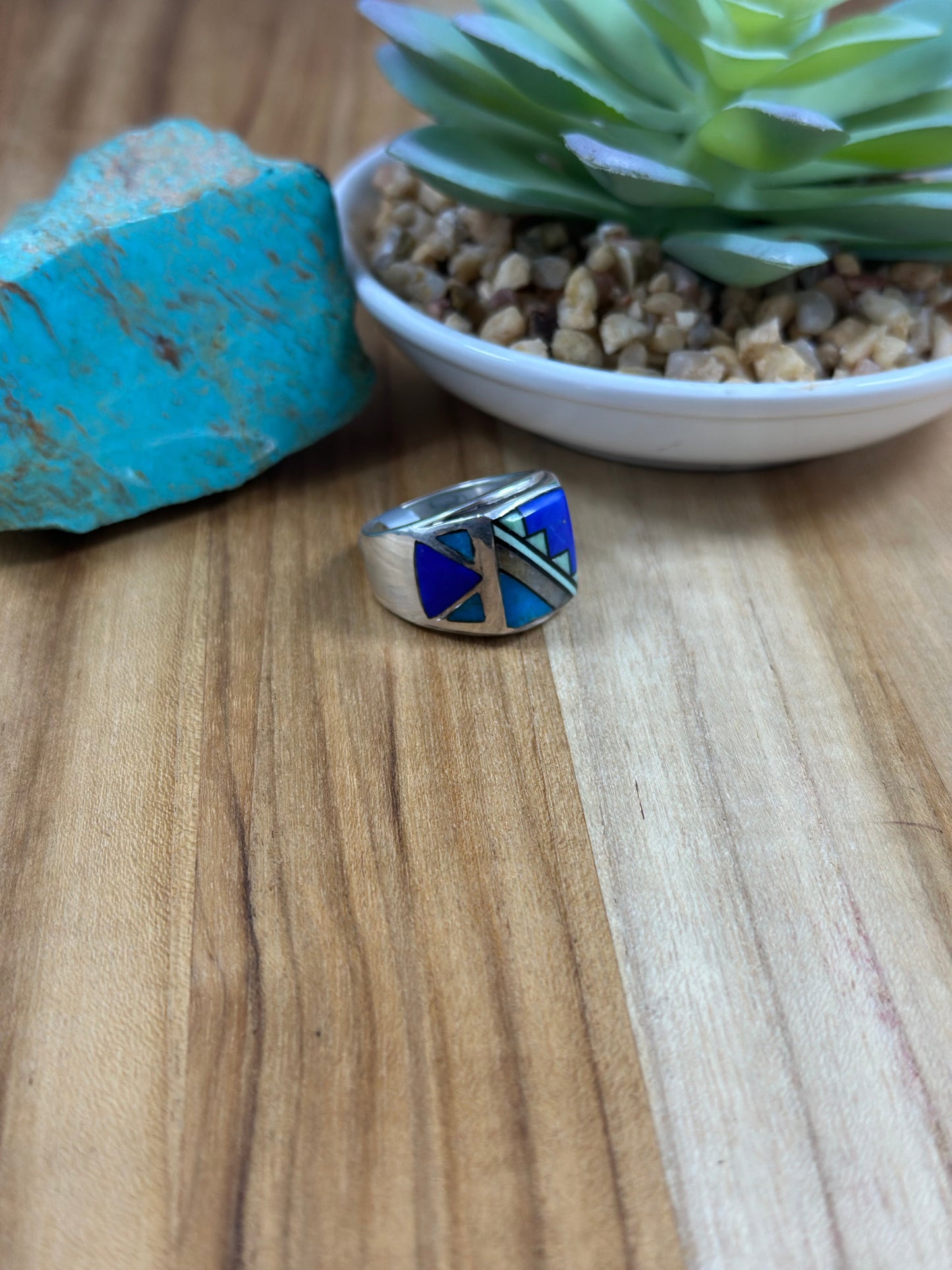 Multi Color Stone Inlay Men’s Ring