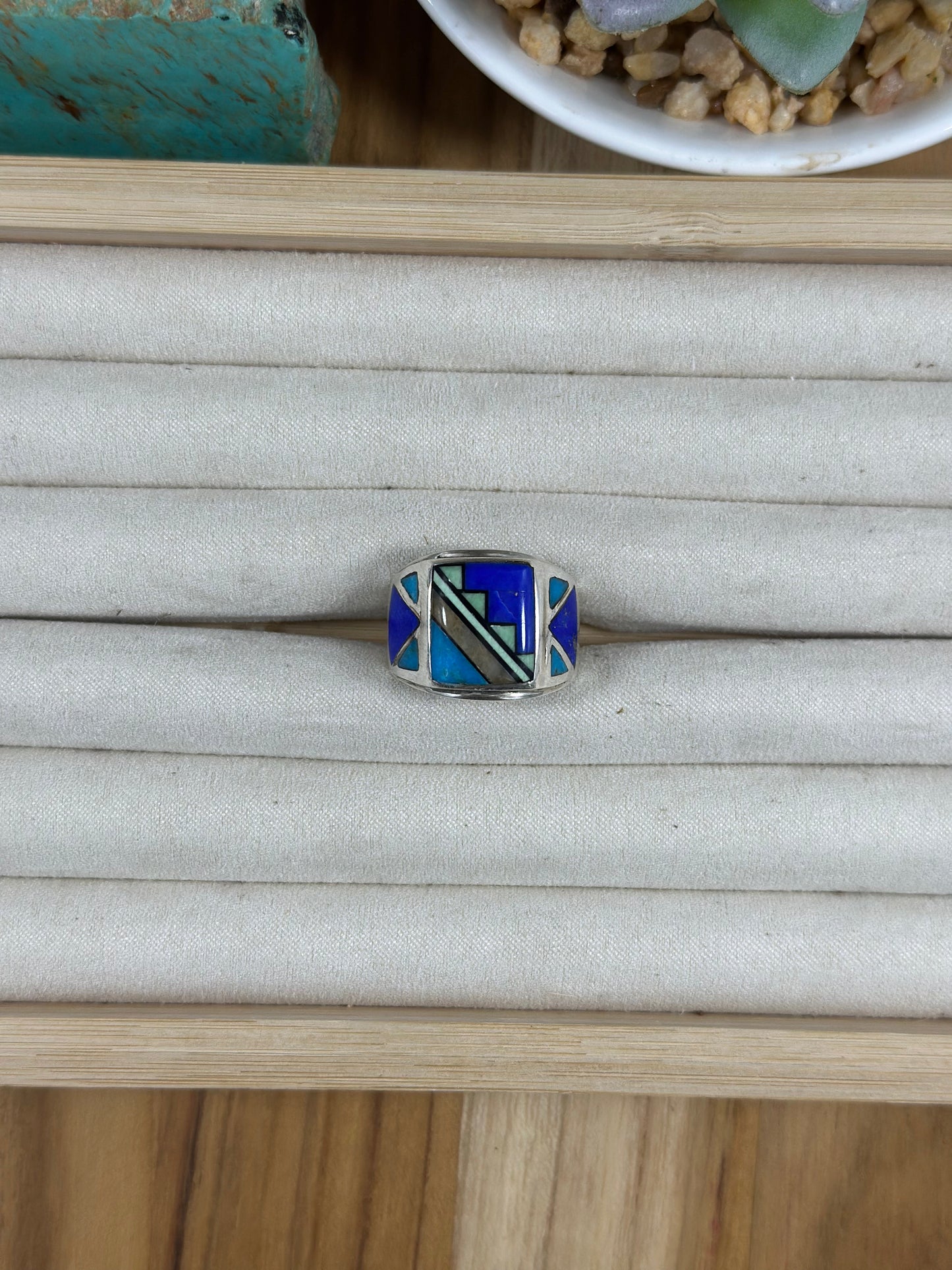 Multi Color Stone Inlay Men’s Ring