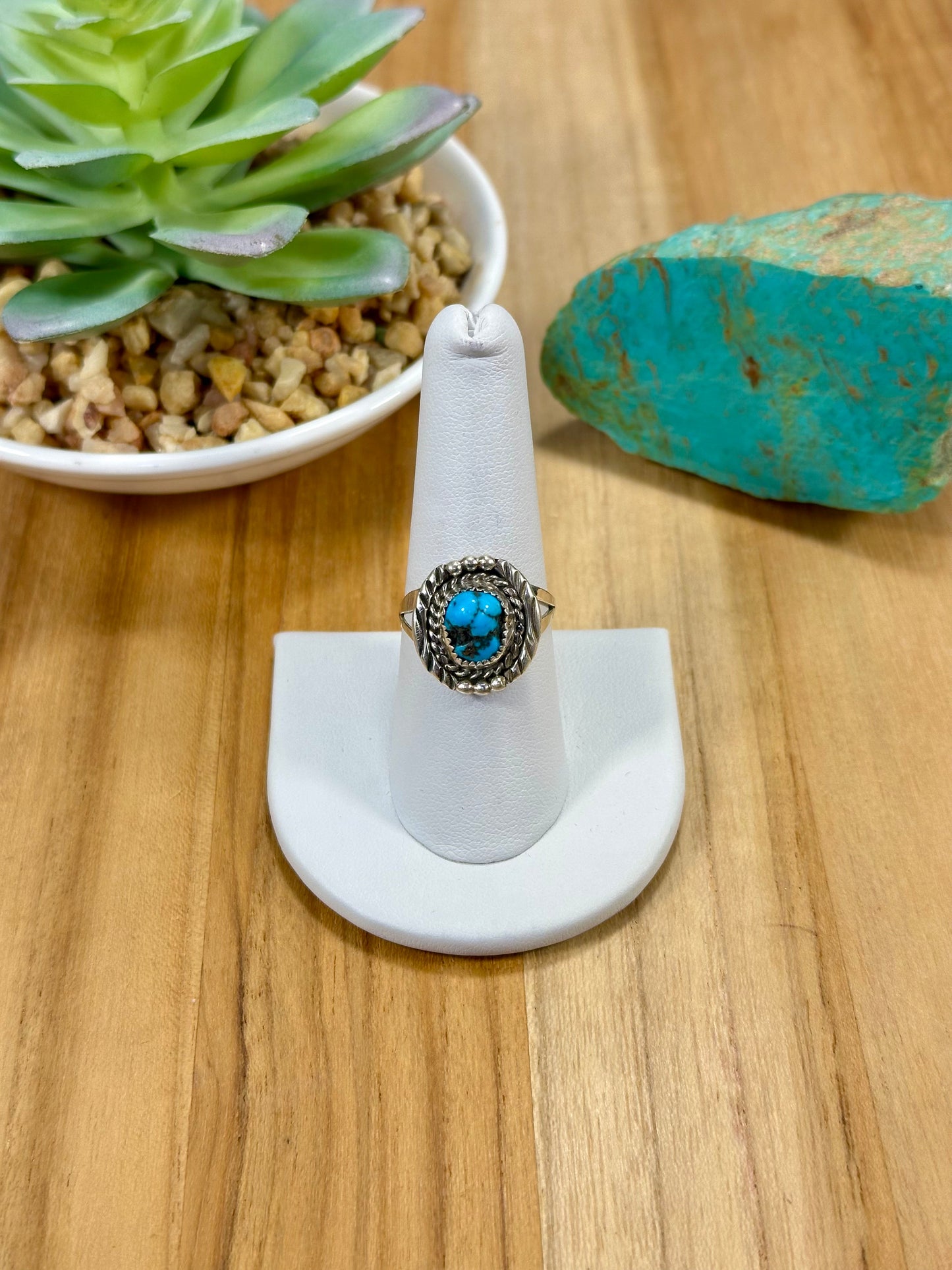 Kingman Turquoise Single Stone Sterling Silver Ring