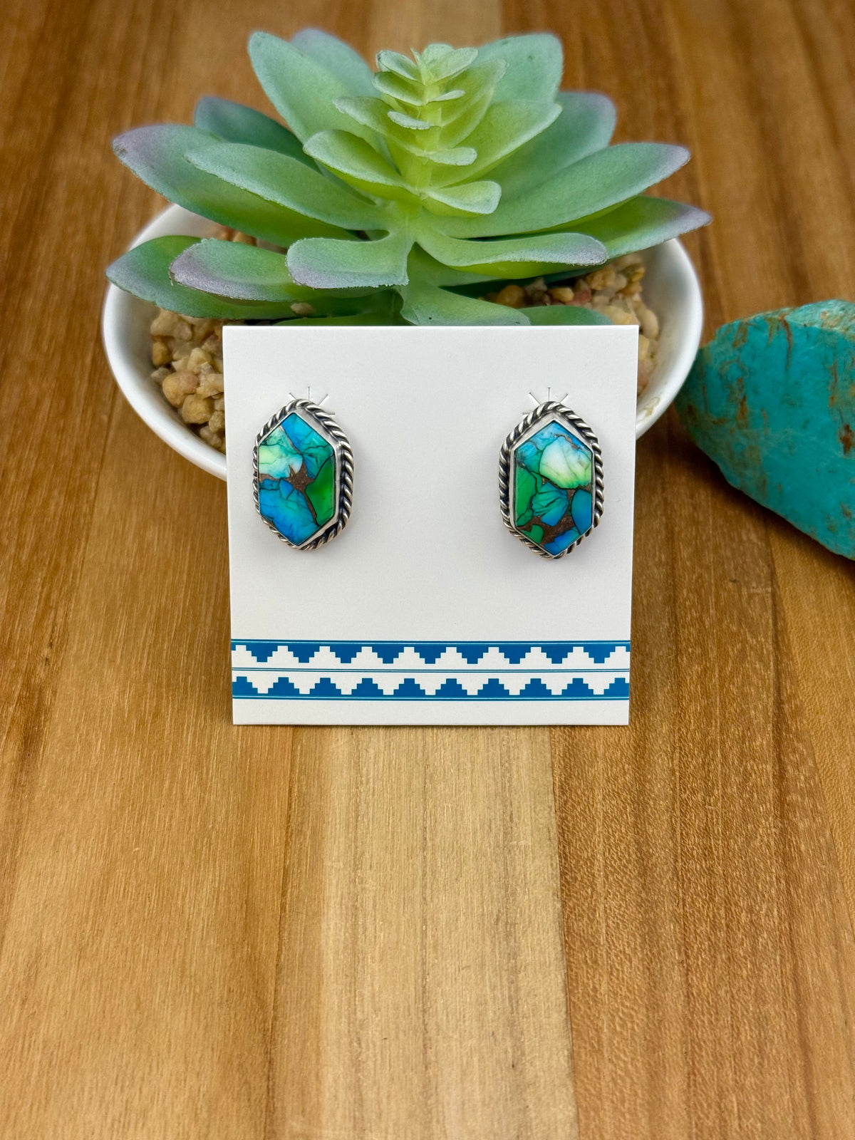 Peacock Dahlia Diamond Stud Earrings