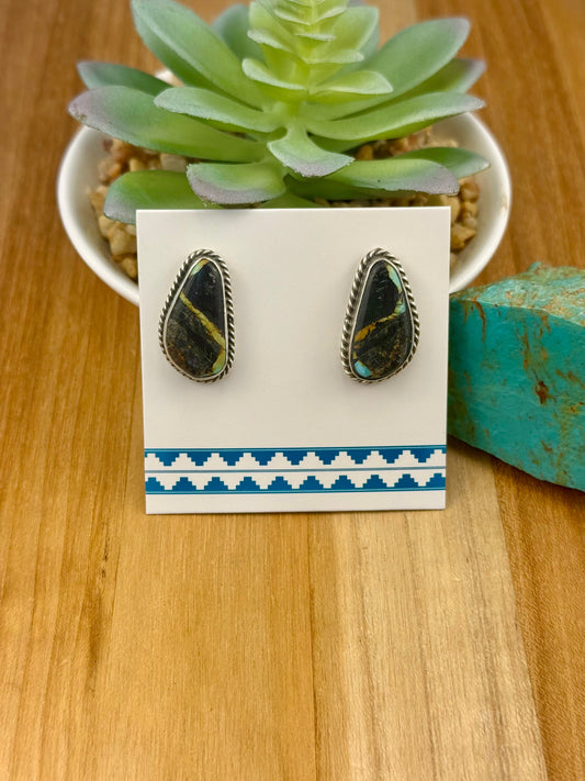 Blackjack Turquoise Sterling Stud Earrings
