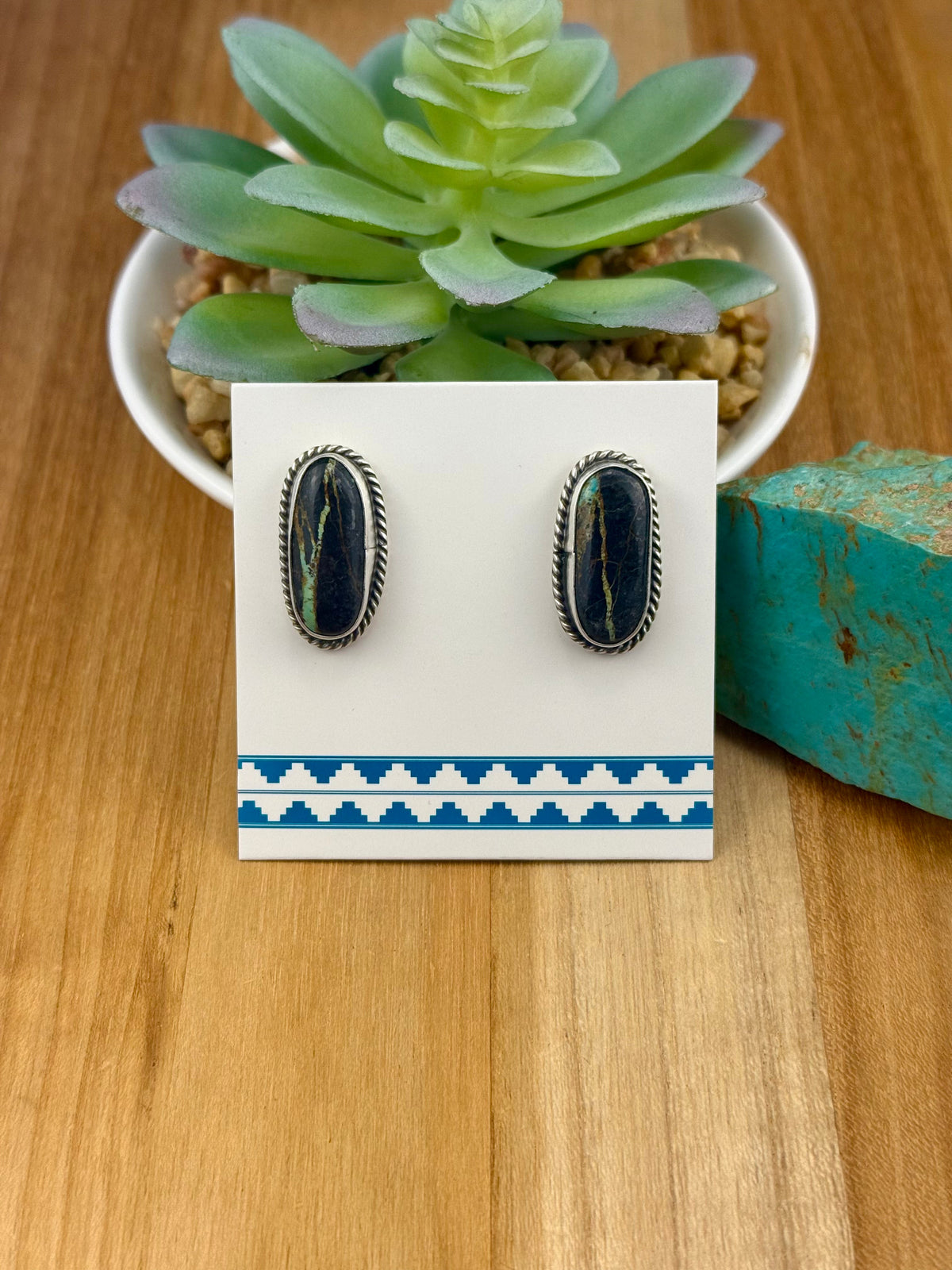 Blackjack Turquoise Oval Stud Earrings