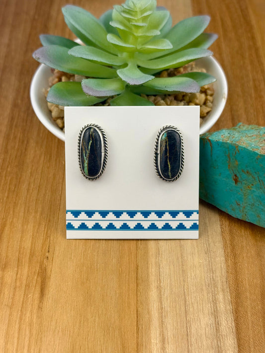 Blackjack Turquoise Oval Stud Earrings