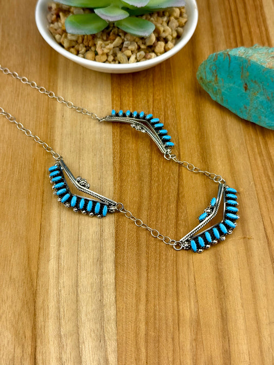 Kingman Turquoise Cluster Necklace
