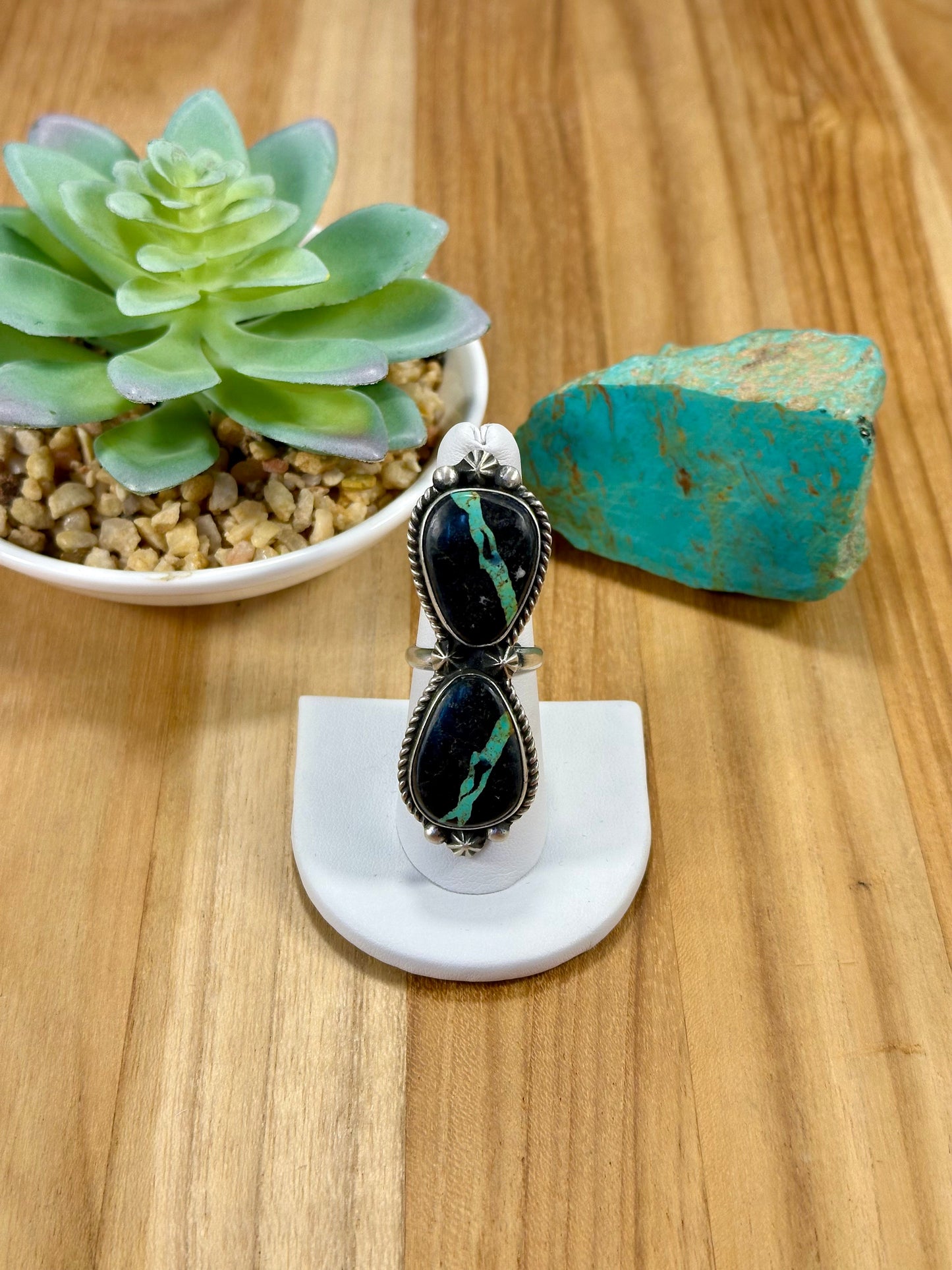 Black Jack 2 Stone Sterling Silver Ring