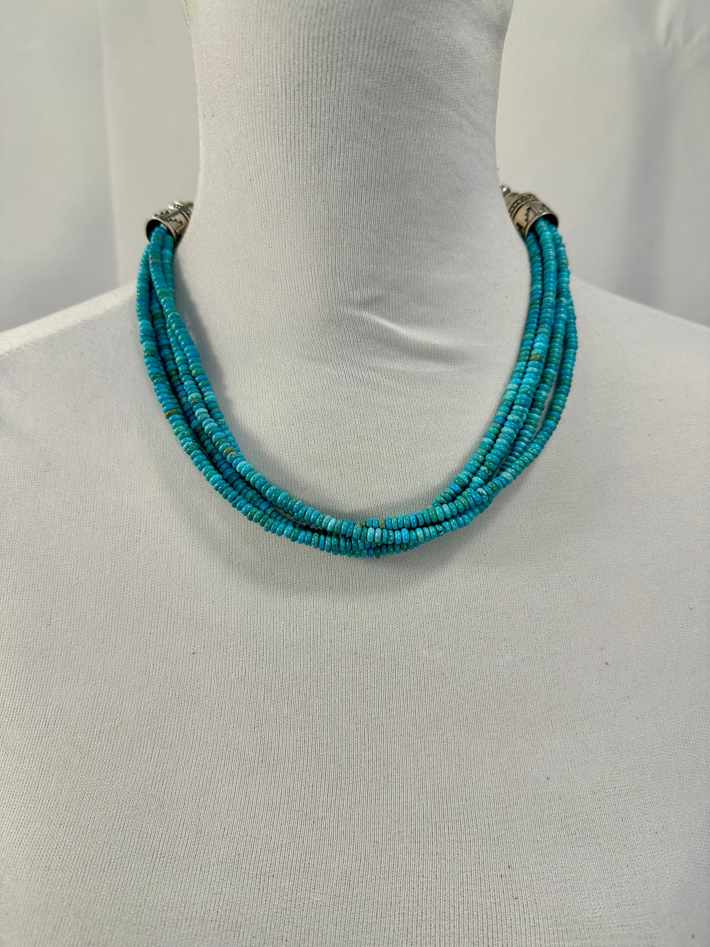 Sterling Pearl & Kingman Bead Necklace