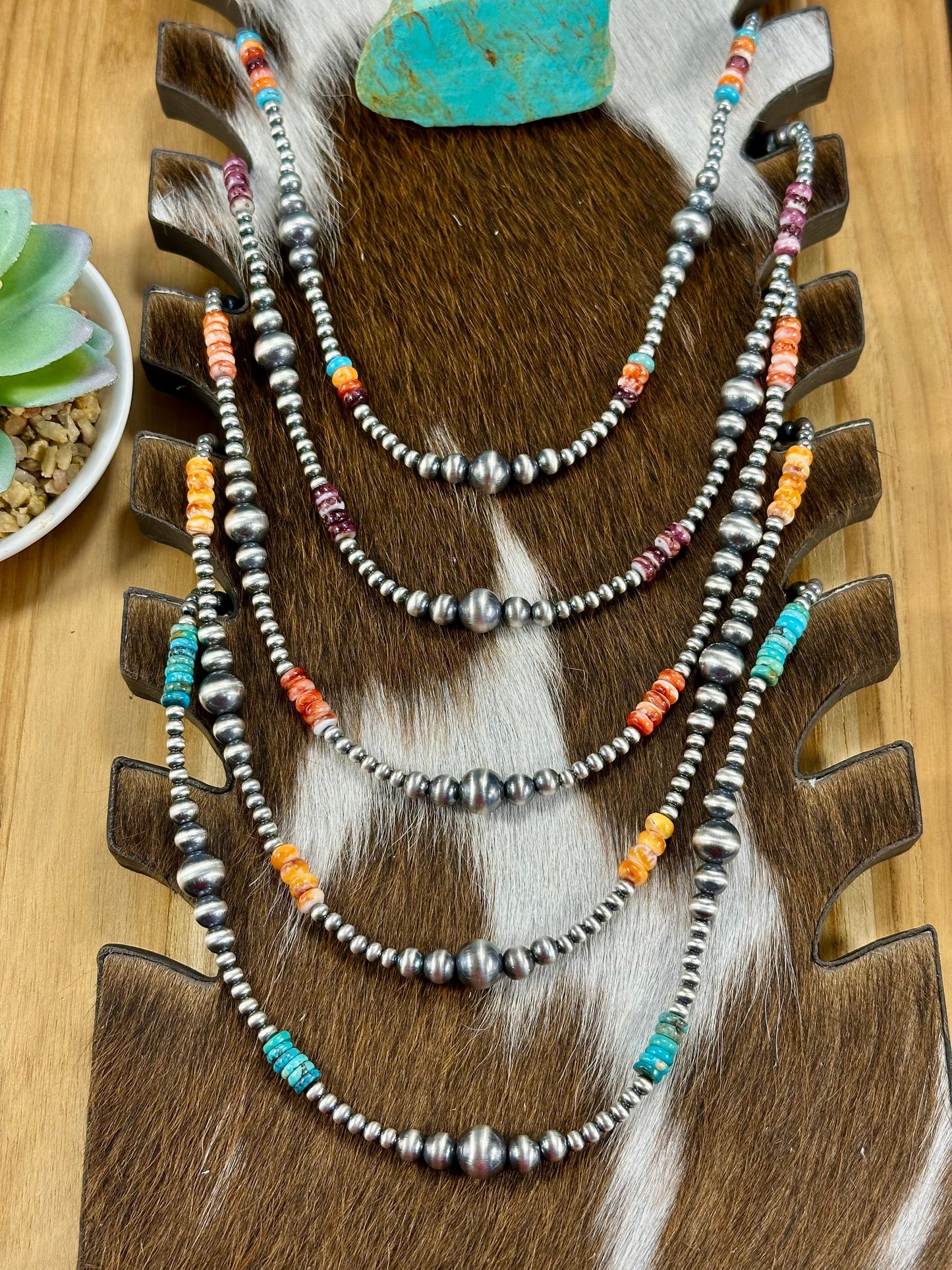 Kingman Turquoise & Silver Pearl Necklace
