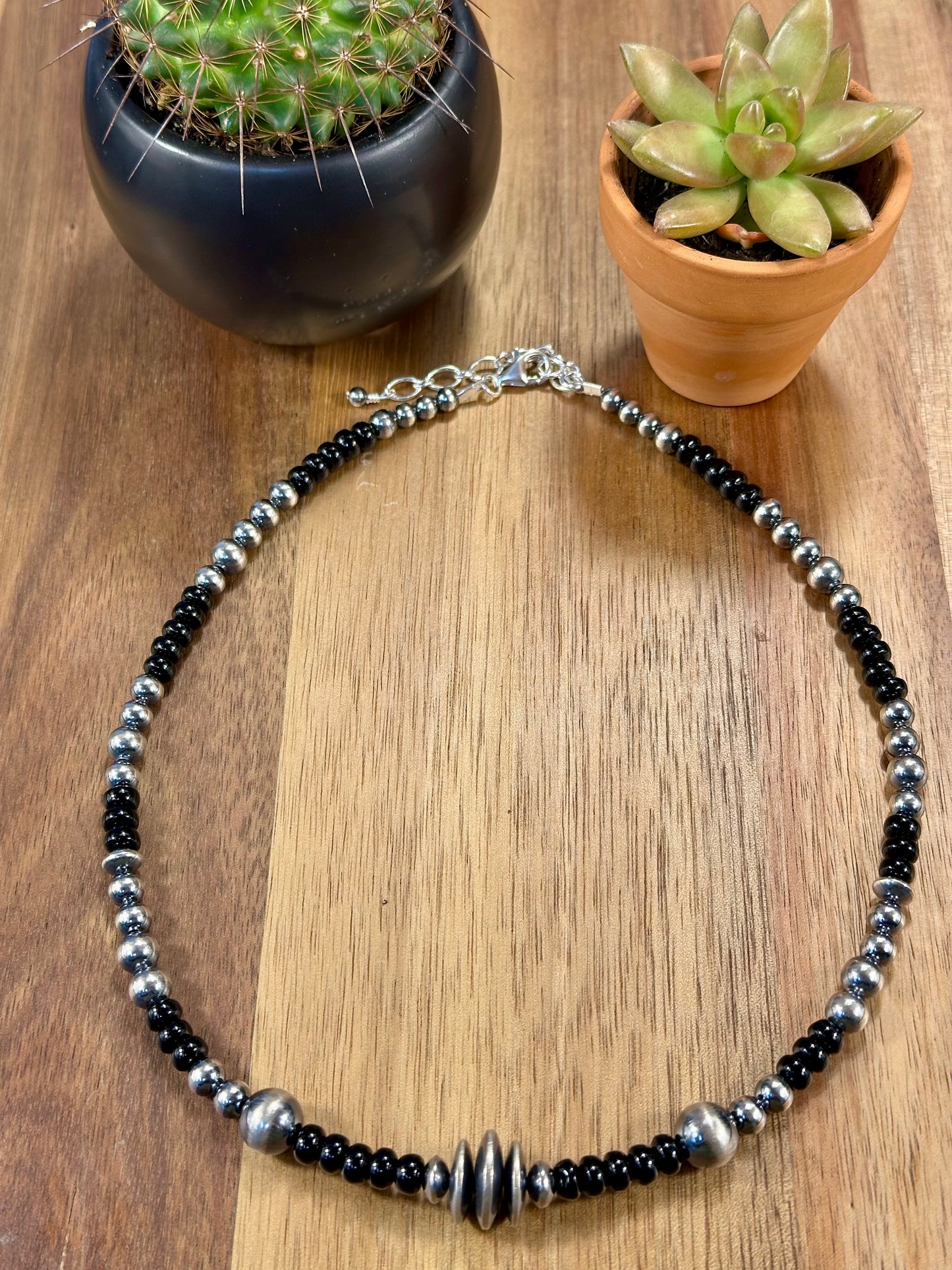 Back Onyx & Sterling Pearl Necklace