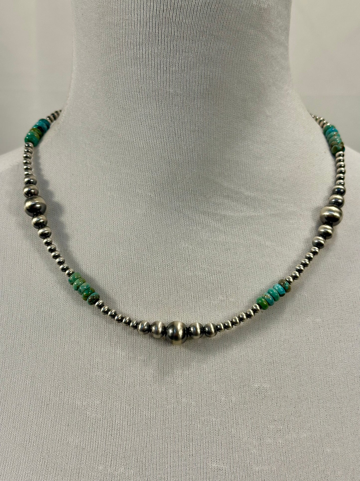 Kingman Turquoise & Sterling Pearl Necklace