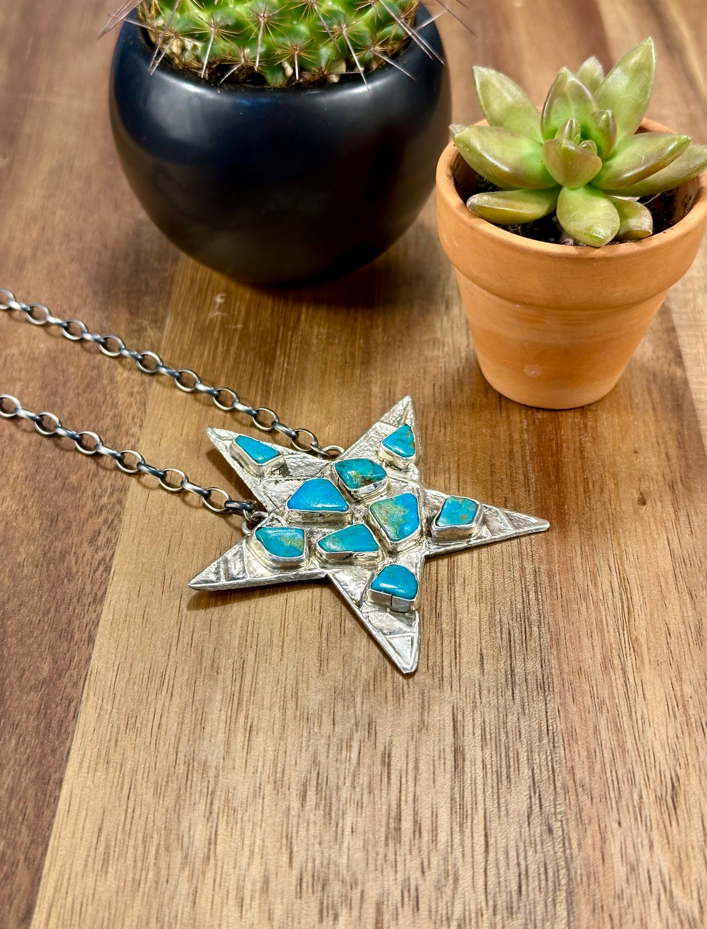 Kingman Turquoise Star Sterling Silver Necklace