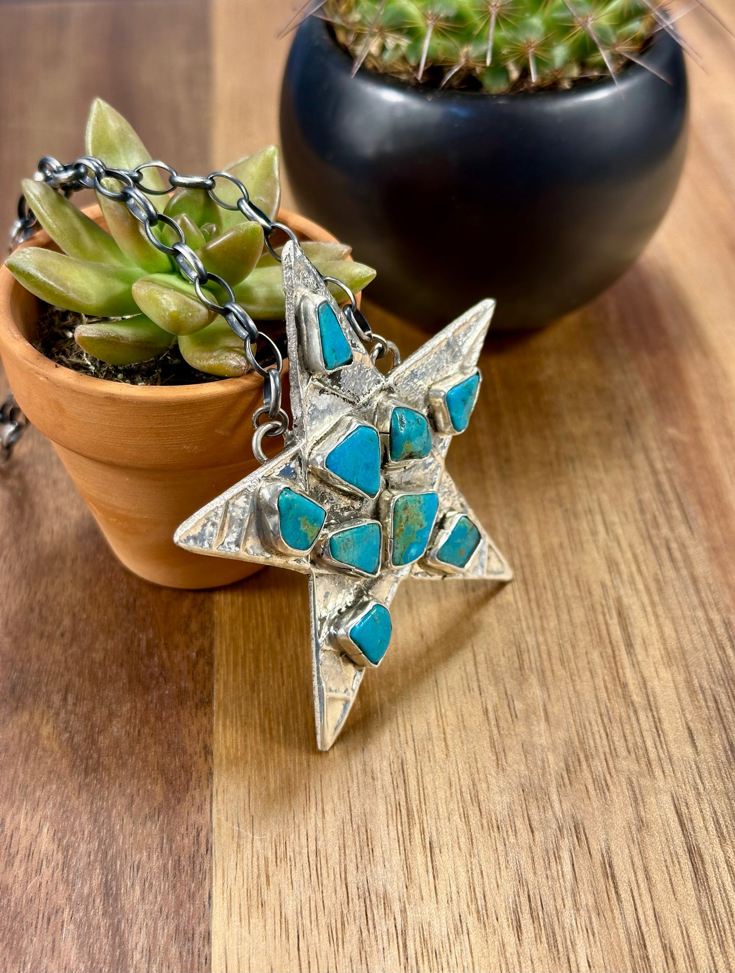 Kingman Turquoise Star Sterling Silver Necklace