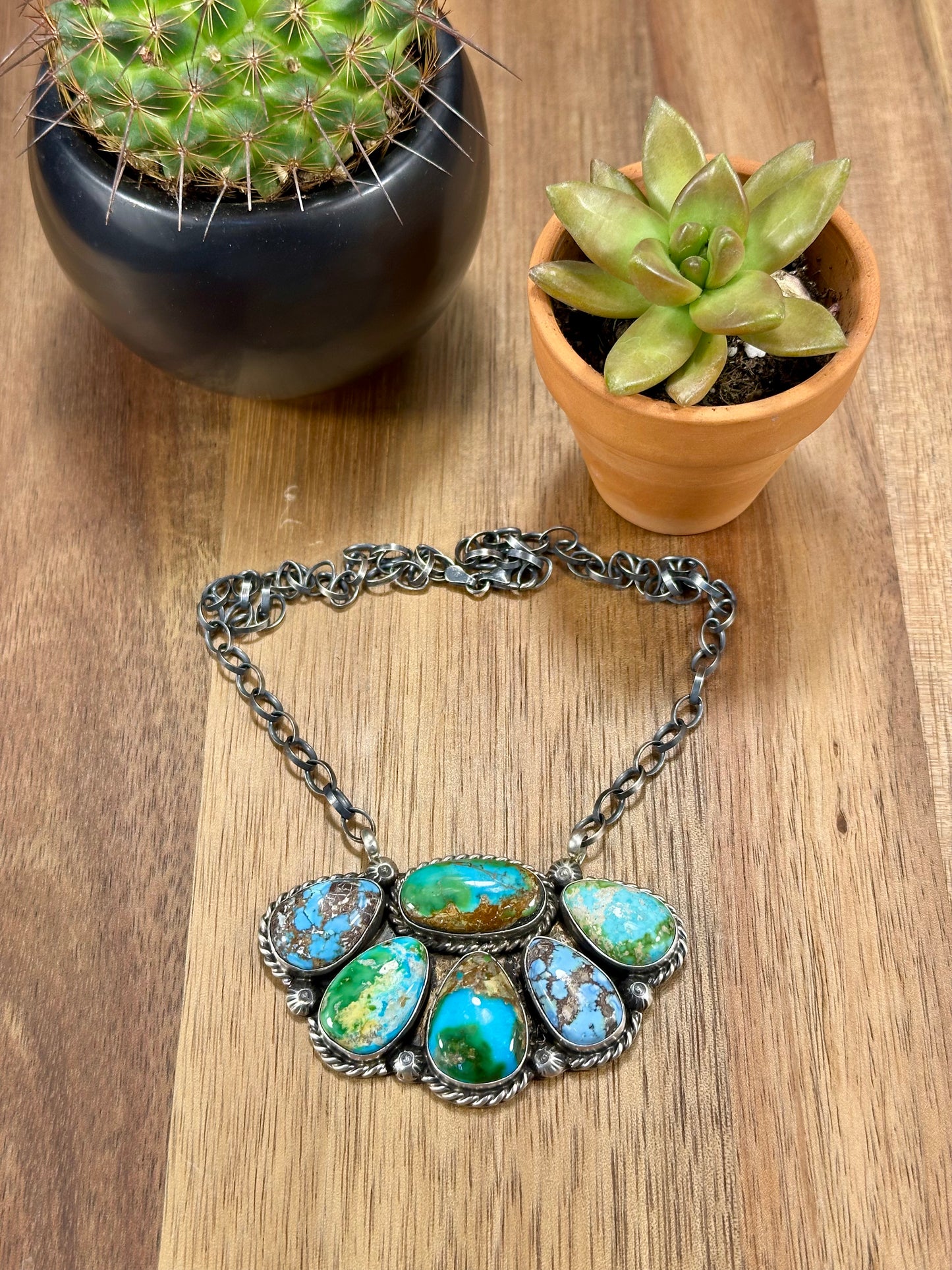 Multi Color Half Cluster Necklace