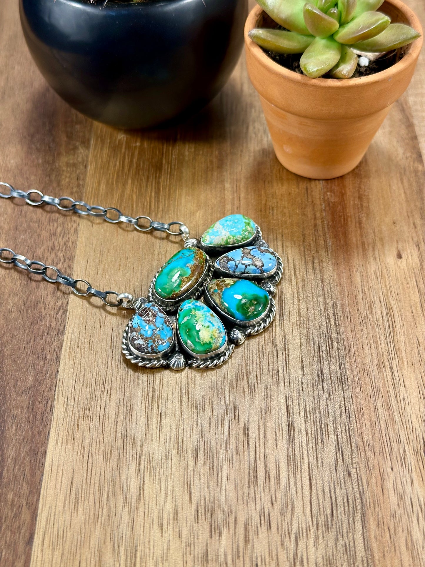 Multi Color Half Cluster Necklace