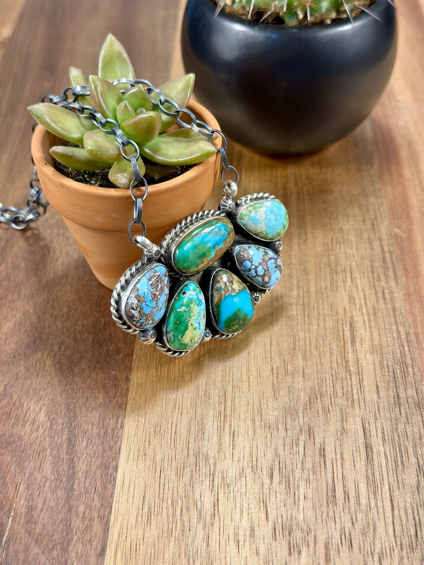 Multi Color Half Cluster Necklace