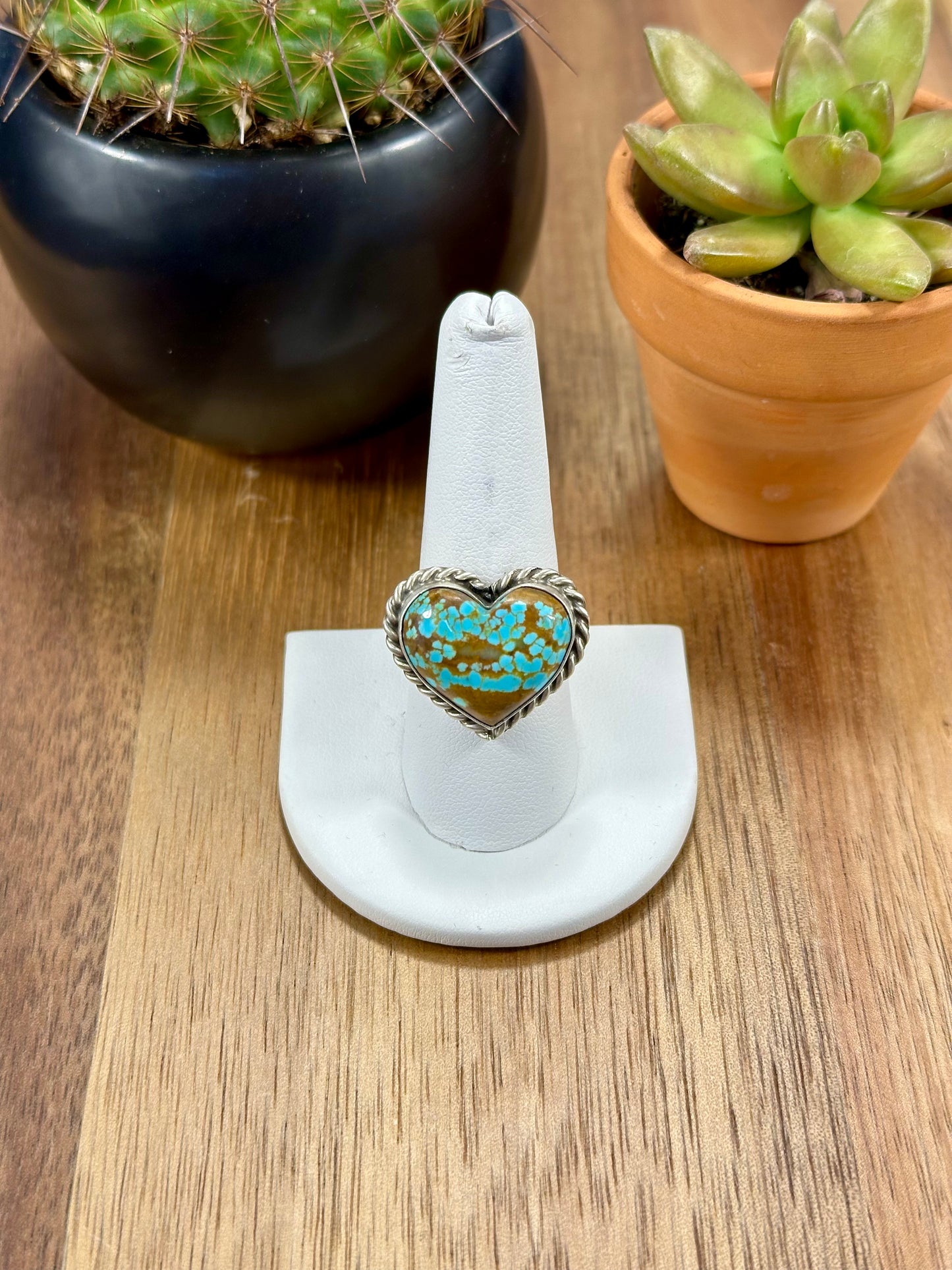 #8 Turquoise Heart Sterling Silver Ring