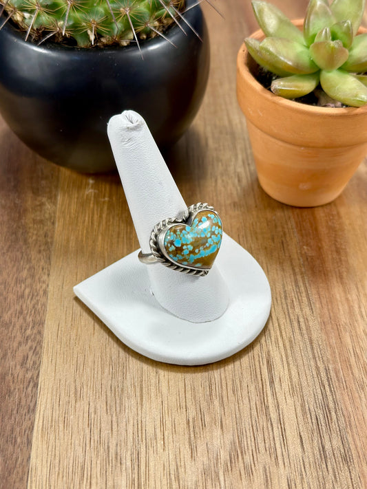 #8 Turquoise Heart Sterling Silver Ring