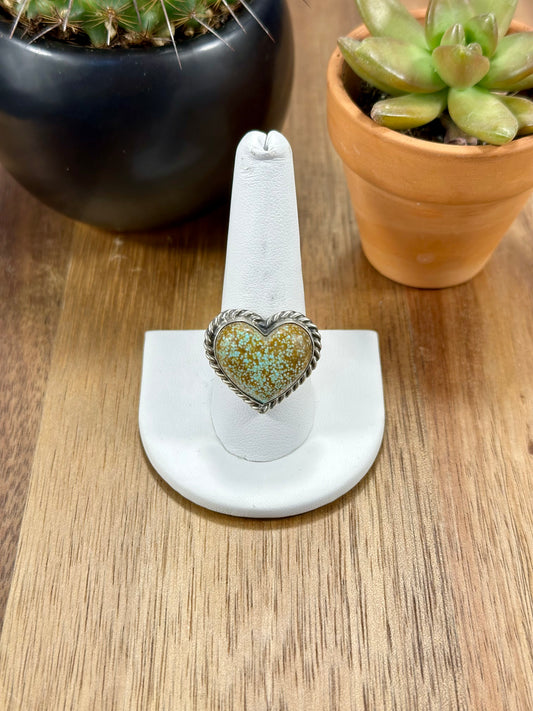 Kingman Turquise Heart Sterling Silver Ring