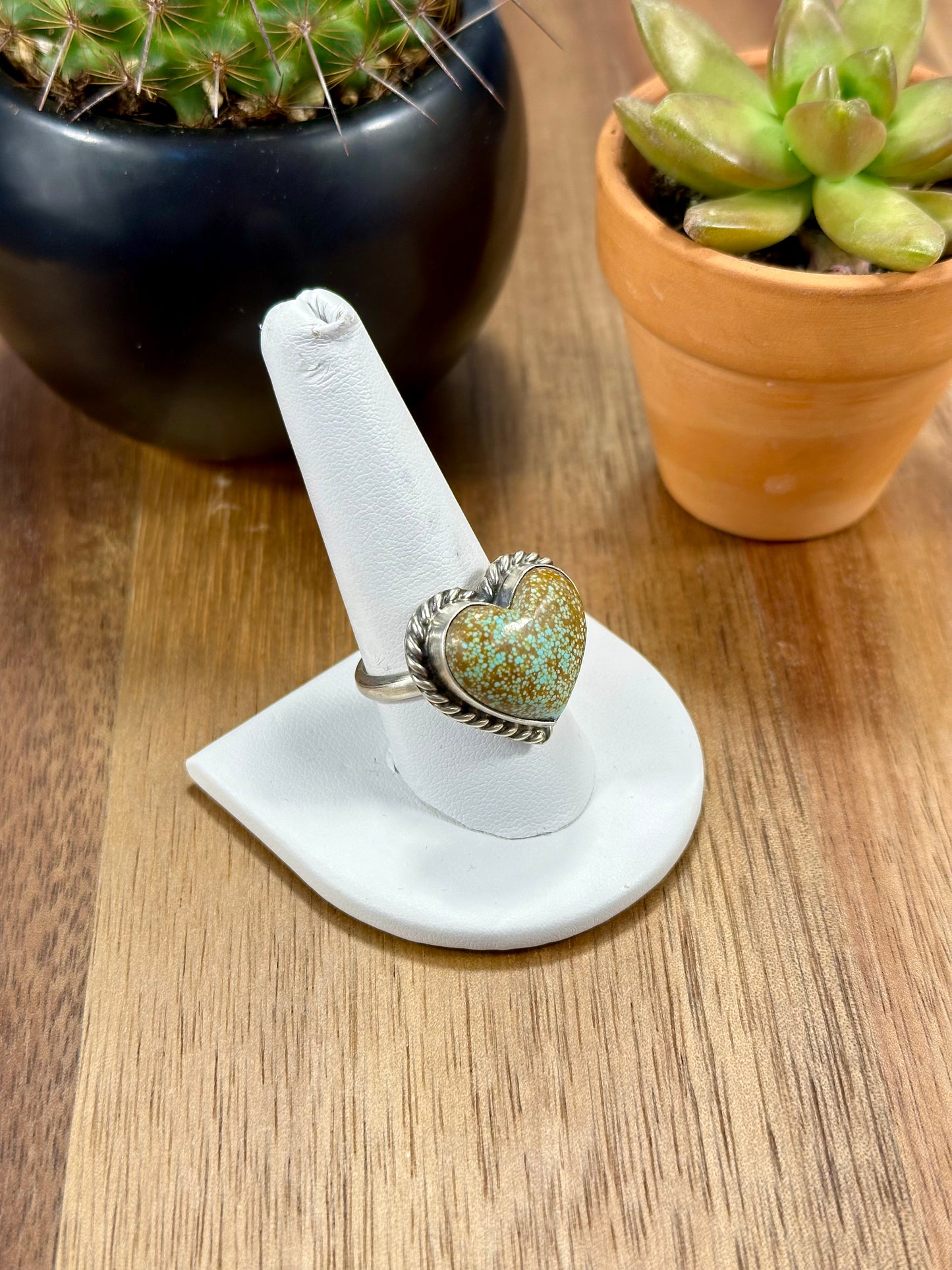 Kingman Turquise Heart Sterling Silver Ring