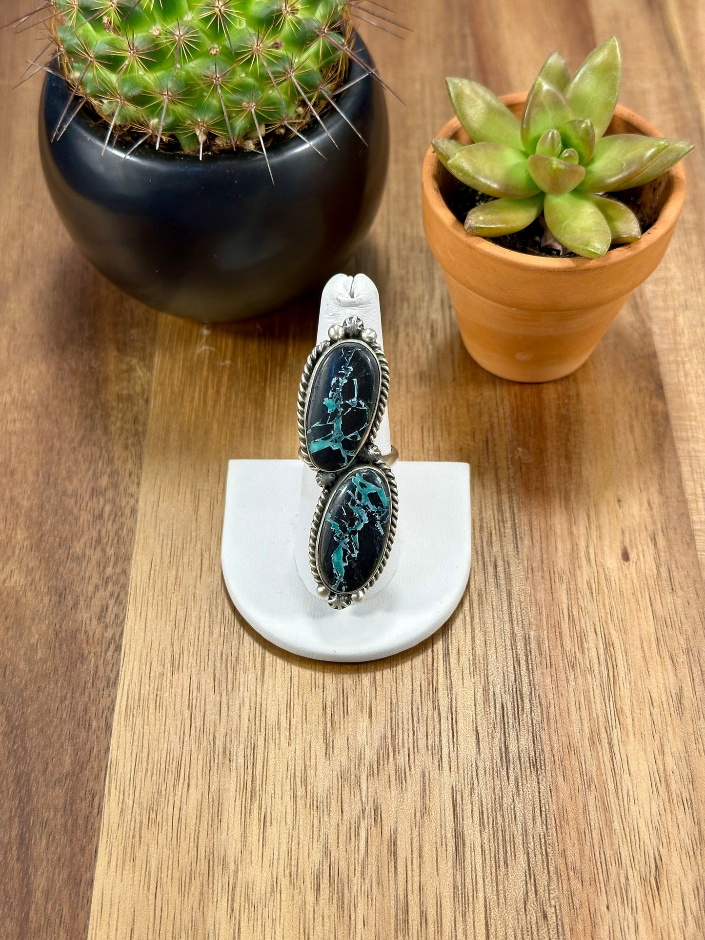 Blackjack 2 Stone Sterling Silver Ring