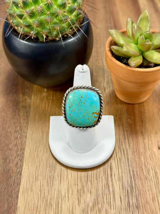 Kingman Turquoise Square Sterling Silver Ring