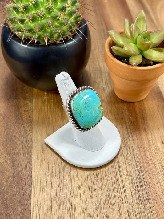 Kingman Turquoise Square Sterling Silver Ring