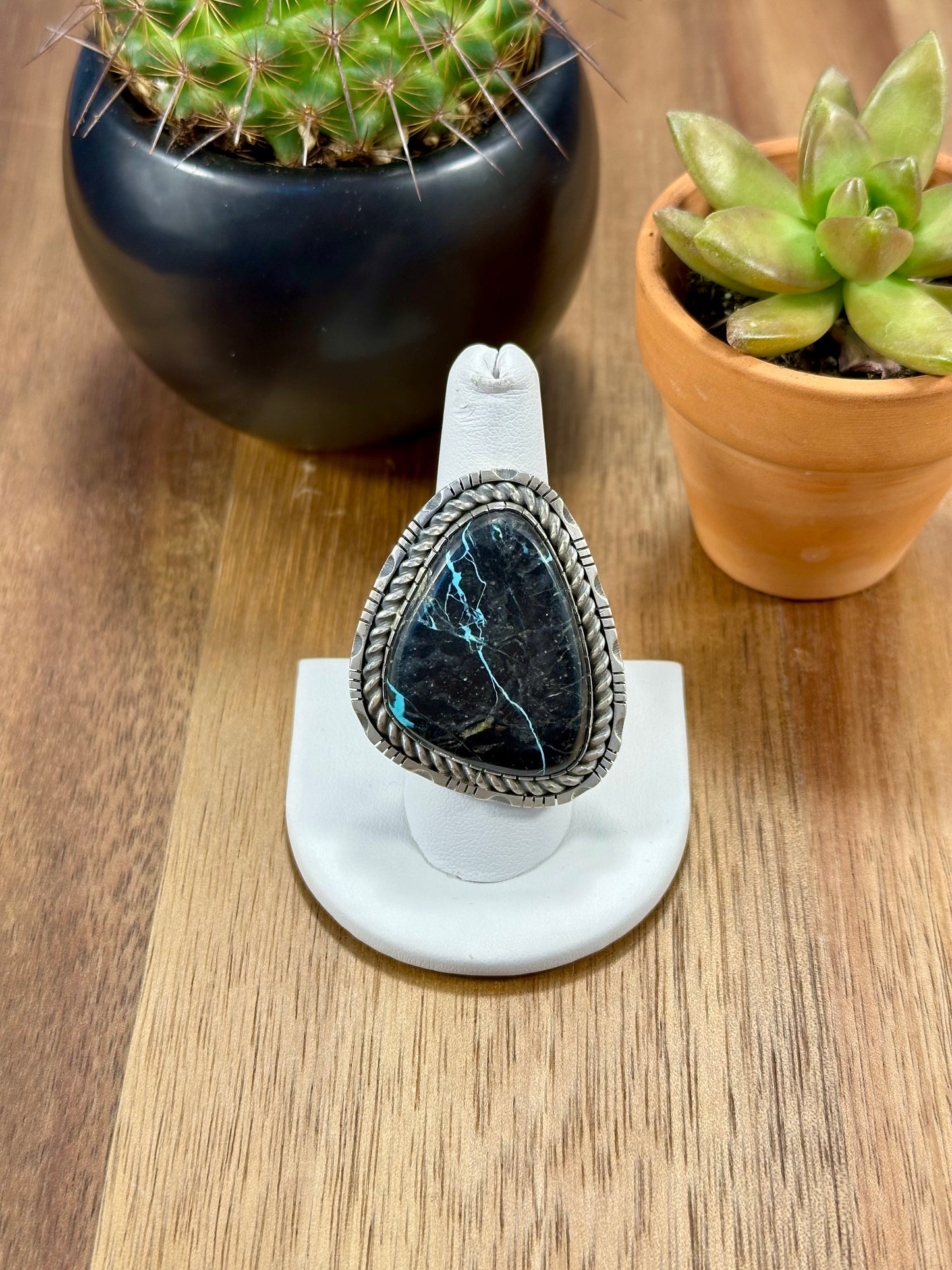 Blackjack Single Stone Sterling Silver Ring