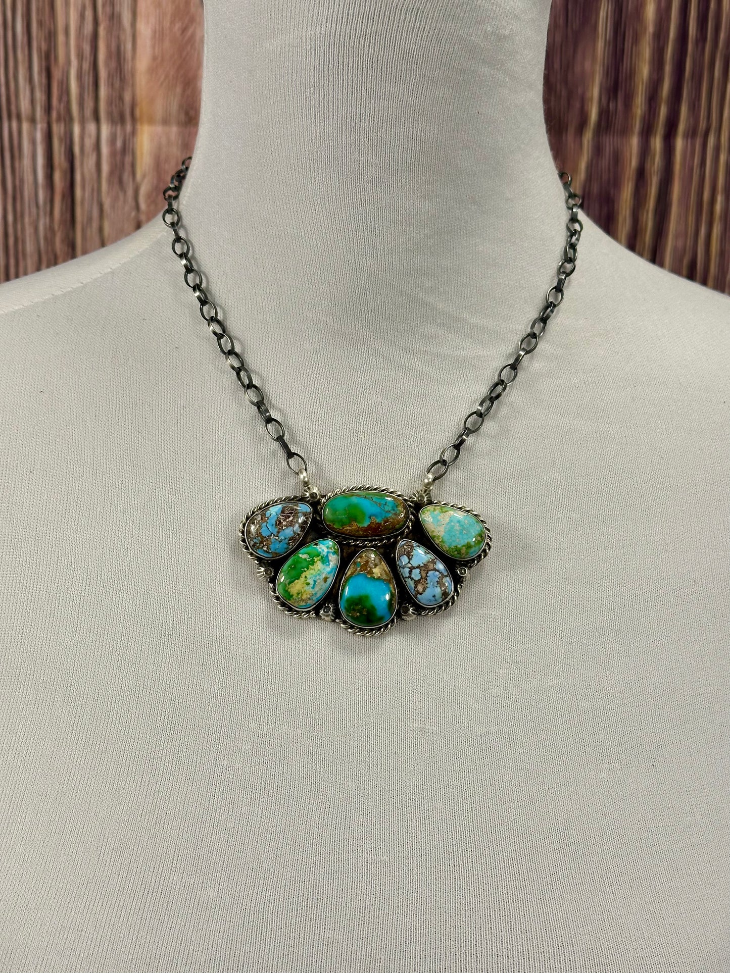 Multi Color Half Cluster Necklace