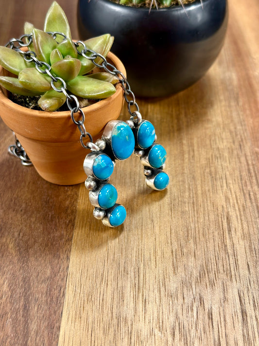 Kingman Turquoise Naja Necklace