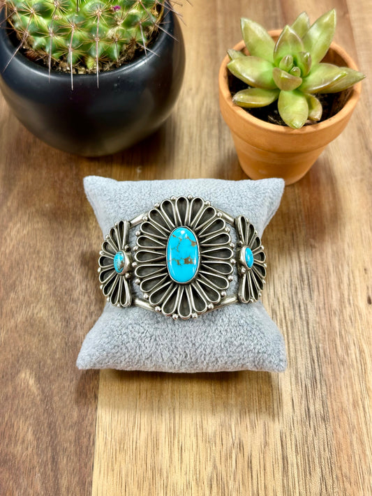 Kingman Floral Cluster Sterling Silver Cuff