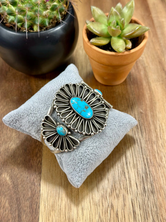 Kingman Floral Cluster Sterling Silver Cuff