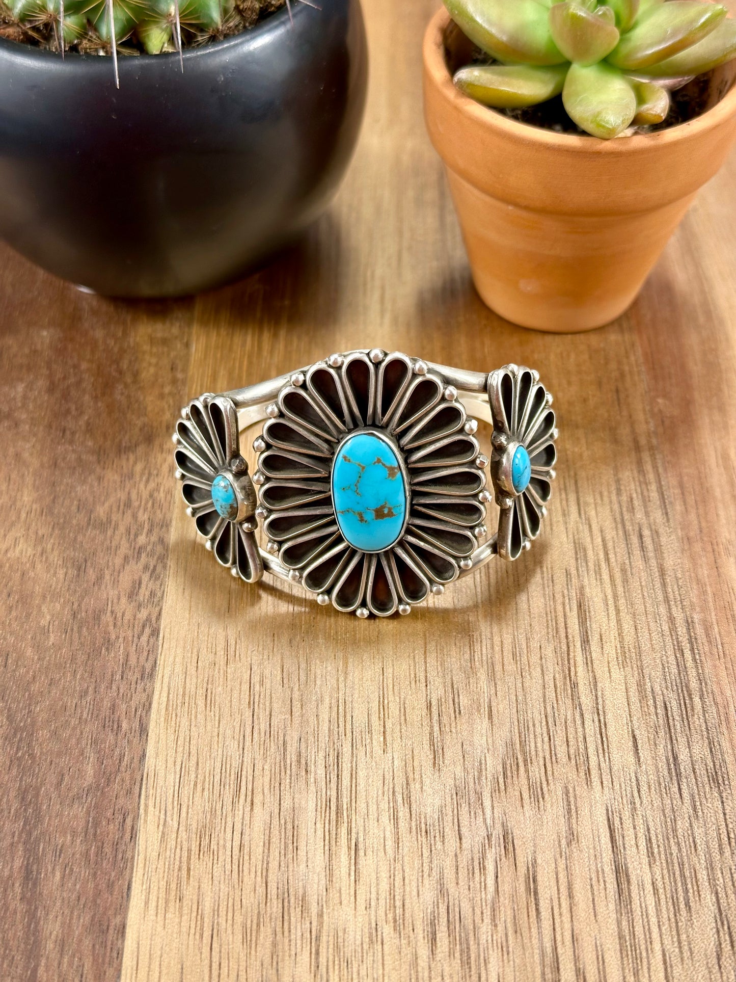 Kingman Floral Cluster Sterling Silver Cuff