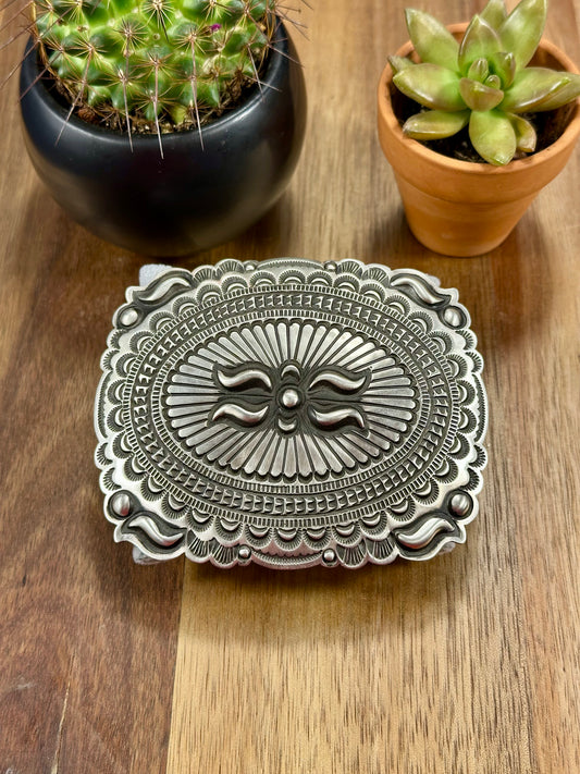 Sterling Silver Stamped Belt Buckle