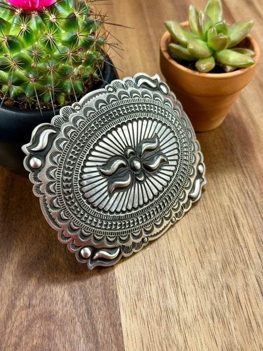 Sterling Silver Stamped Belt Buckle