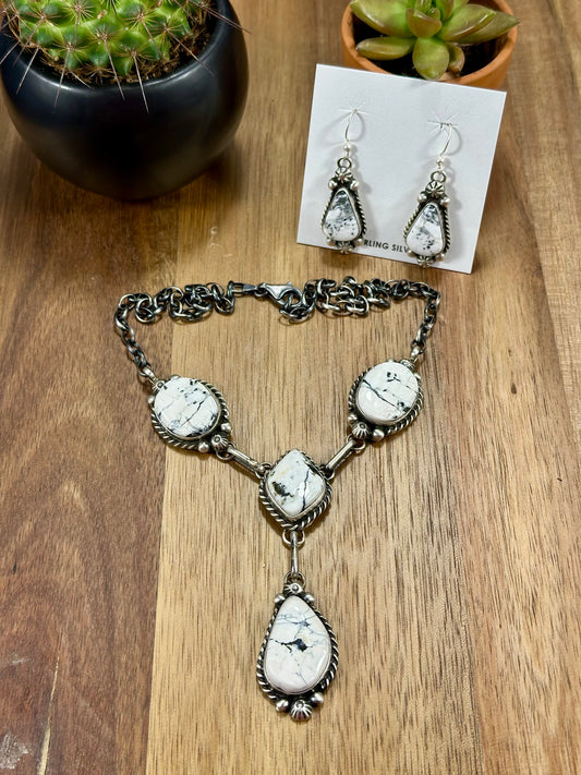 White Buffalo Mini Lariat Necklace Set
